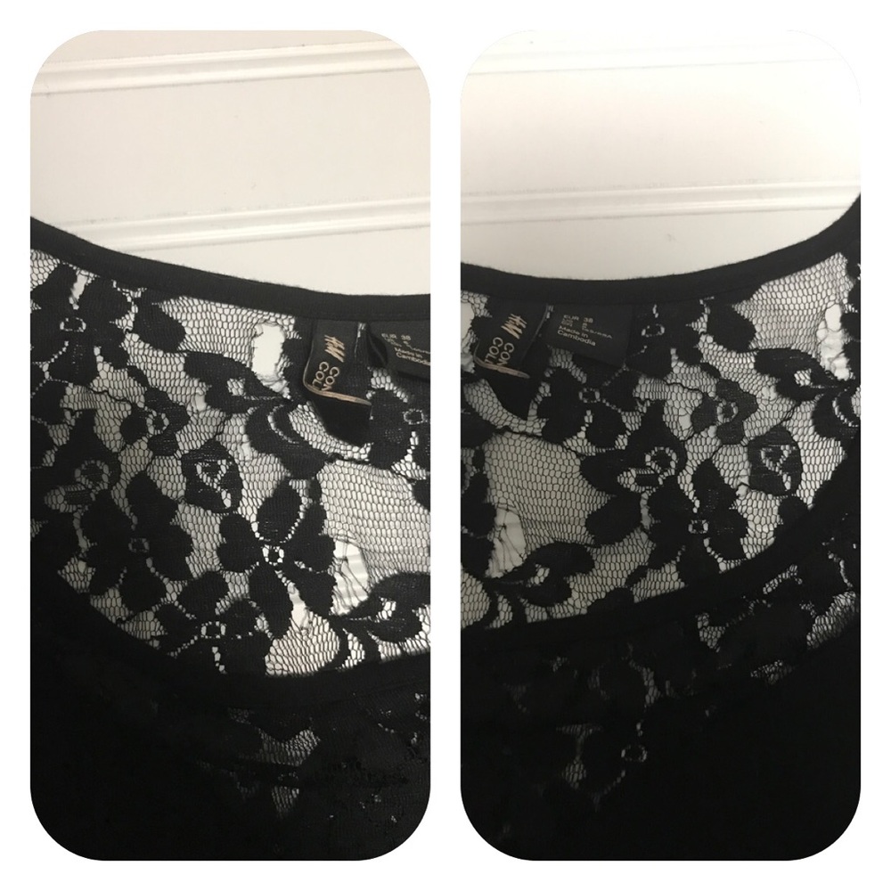 Black lace dress with long sleeves and pleating - Picture 8 of 8